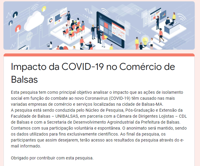 Pesquisa – Impacto da COVID-19 no setor de comércio e serviços de Balsas